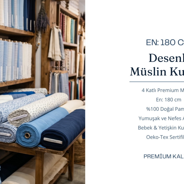 İzmir desenli müslin kumaş modelleri Krallar Tekstil’de.