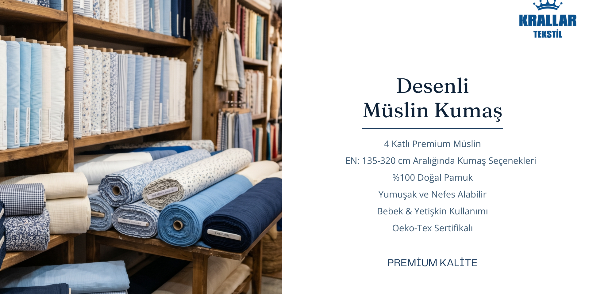 Menderes doğal pamuk desenli müslin kumaş modelleri ve modern kumaş tasarımları Krallar Tekstil güvencesiyle.