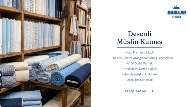 Menderes doğal pamuk desenli müslin kumaş modelleri ve modern kumaş tasarımları Krallar Tekstil güvencesiyle.