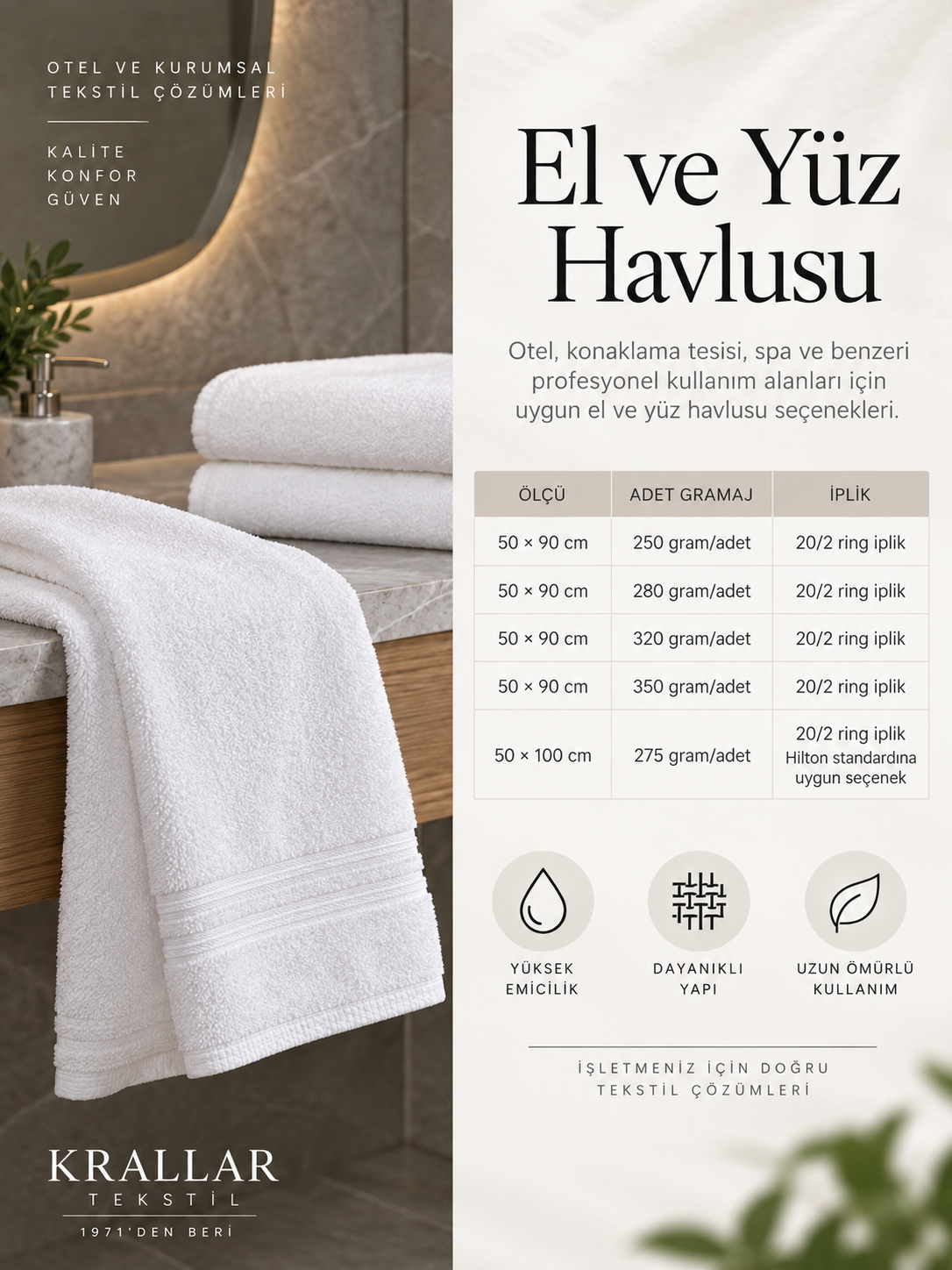 Denizli el ve yüz havlusu üreticisi Krallar Tekstil’den otel ve işletmelere özel toplu havlu üretimi.