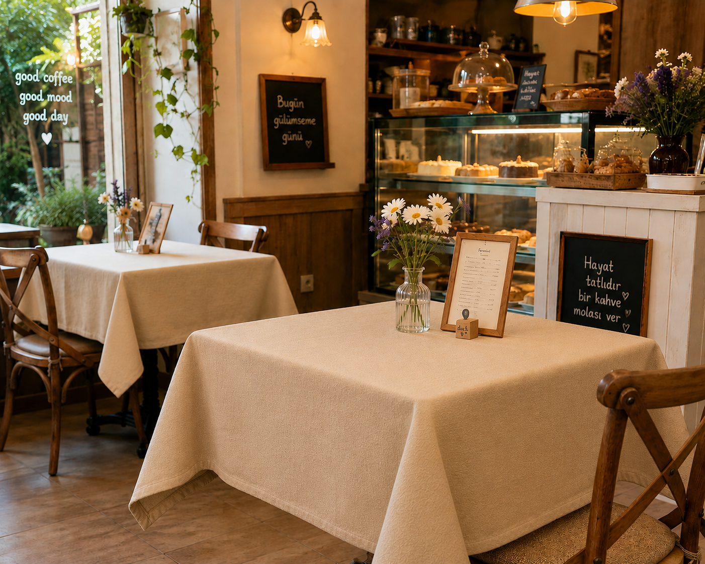 Krallar Tekstil tarafından üretilen duck kumaş masa örtüleri; dayanıklı yapısı, şık görünümü ve kolay kullanımıyla evlerden kafe, restoran ve otellere kadar birçok farklı mekânda tercih edilmektedir.