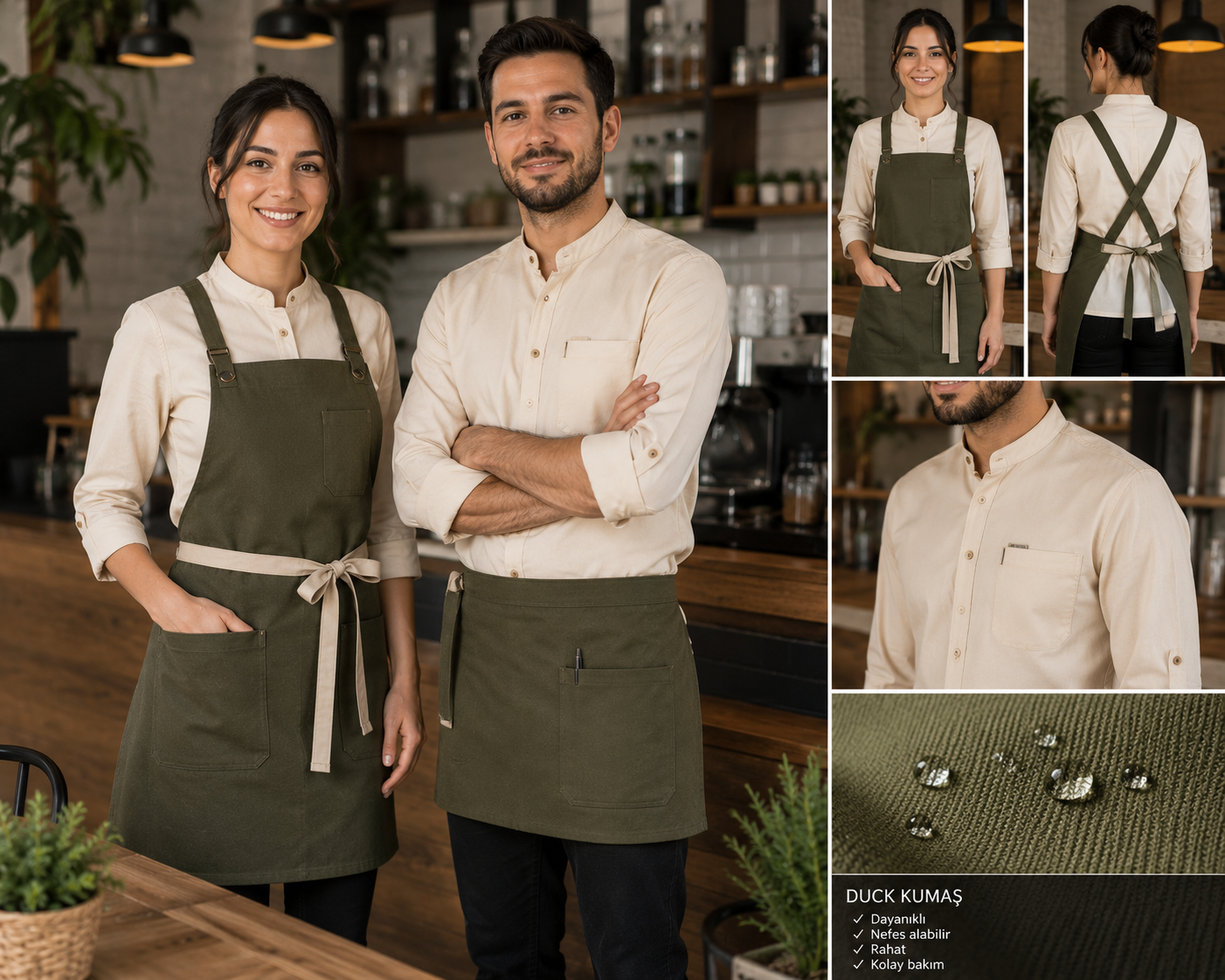 Krallar Tekstil tarafından tedarik edilen duck kumaşlar; önlük, servis kıyafeti ve çeşitli personel kıyafetlerinde dayanıklı yapısıyla tercih edilmektedir.
