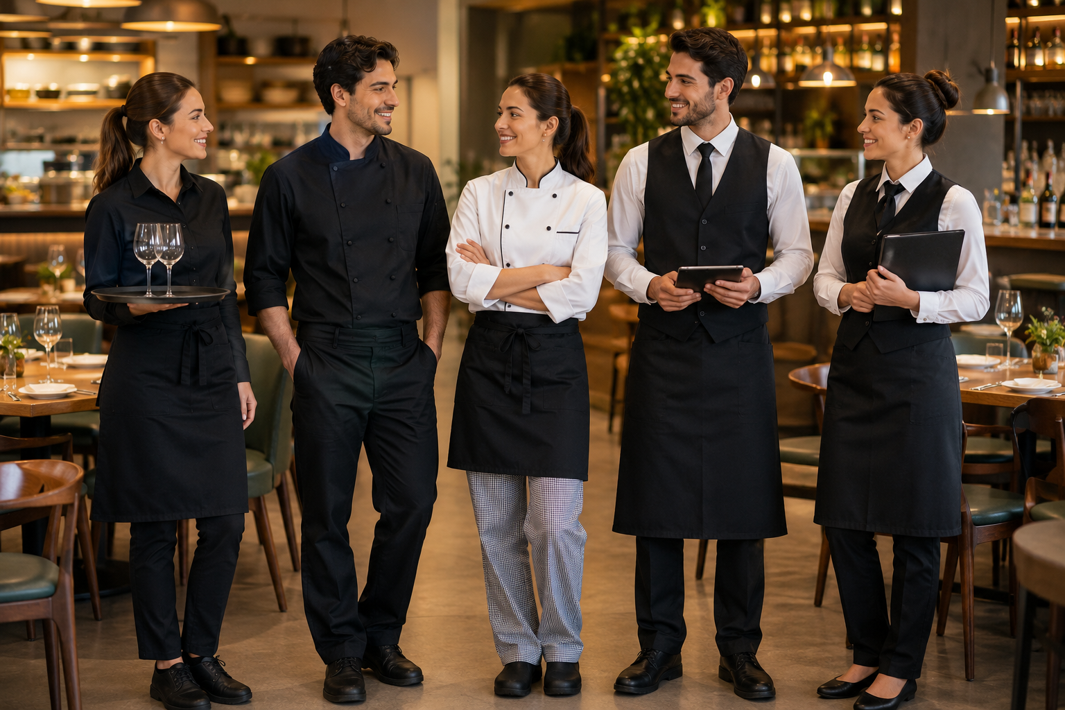 Krallar Tekstil restoran personel kıyafetleri, garson kıyafetleri, şef üniformaları ve kurumsal iş elbiseleri.