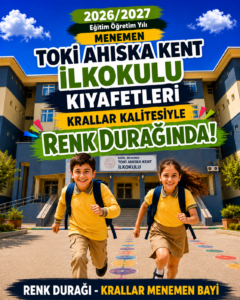 Ahıska Kent İlkokulu okul kıyafetleri ve okul forması, Krallar Tekstil kalitesiyle üretilmekte ve Renk Durağı Menemen Yetkili Satış Noktası’nda sunulmaktadır.