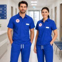 Dazzling Blue temizlik personeli hizmet kıyafeti, kadın ve erkek hastane temizlik personeli, klinik temizlik görevlileri, poliklinik destek çalışanları, hijyen ekipleri, steril alan temizlik personeli ve sağlık tesisi yardımcı hizmet çalışanları için profesyonel kullanım sunar. Krallar Tekstil tarafından yoğun çalışma temposuna uygun, rahat hareket sağlayan, dayanıklı ve kuruma özel üretime uygun kumaş yapısıyla üretilmektedir.