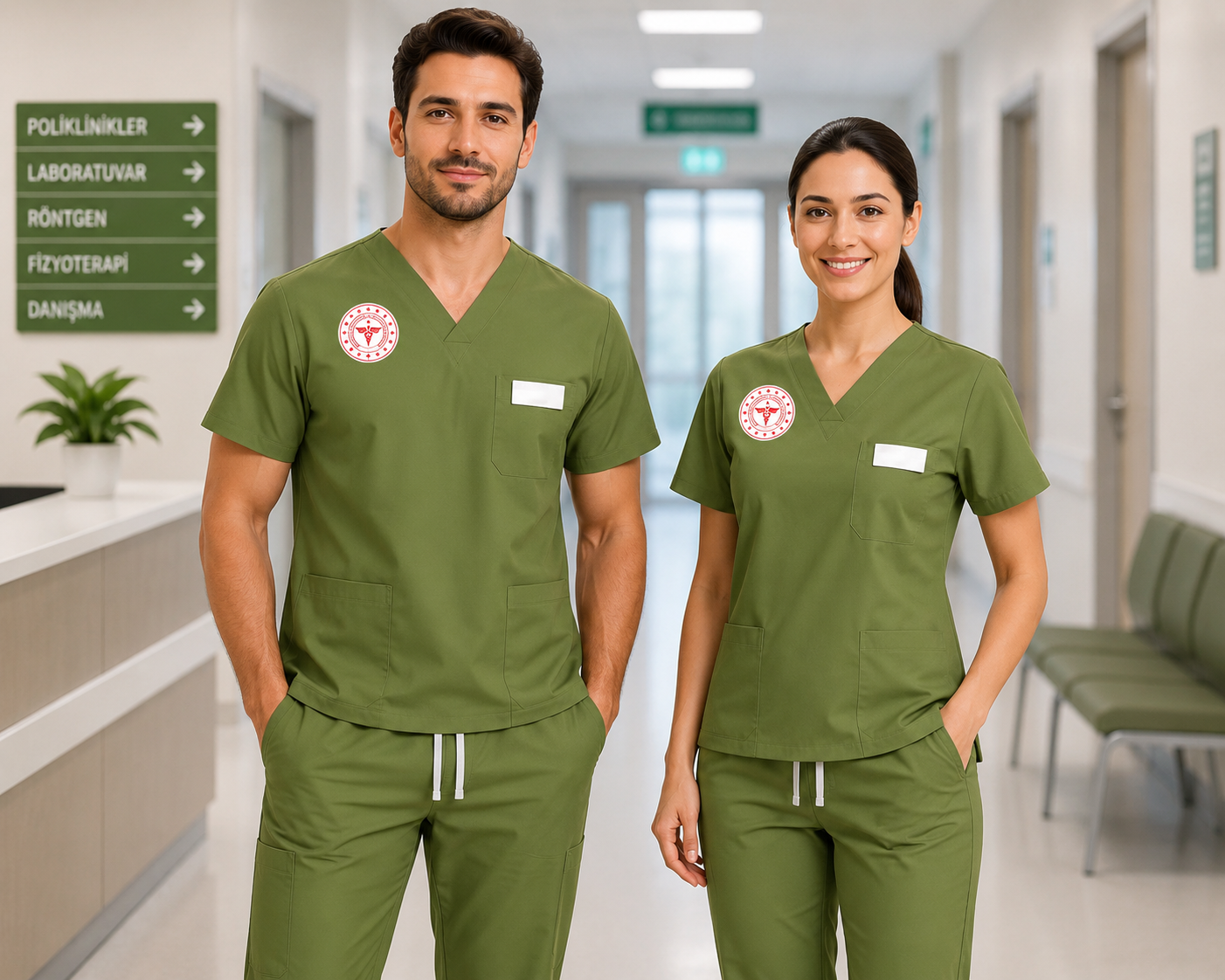 Grasshopper renk eczacı üniforması, kadın ve erkek eczacılar, hastane eczacıları, klinik eczacıları, eczane teknikerleri, eczane teknikeri yardımcıları ve hastane eczanesi personeli için profesyonel kullanım sunar. Krallar Tekstil tarafından konforlu kalıp, dayanıklı kumaş yapısı ve kuruma özel üretim seçenekleriyle üretilmektedir.