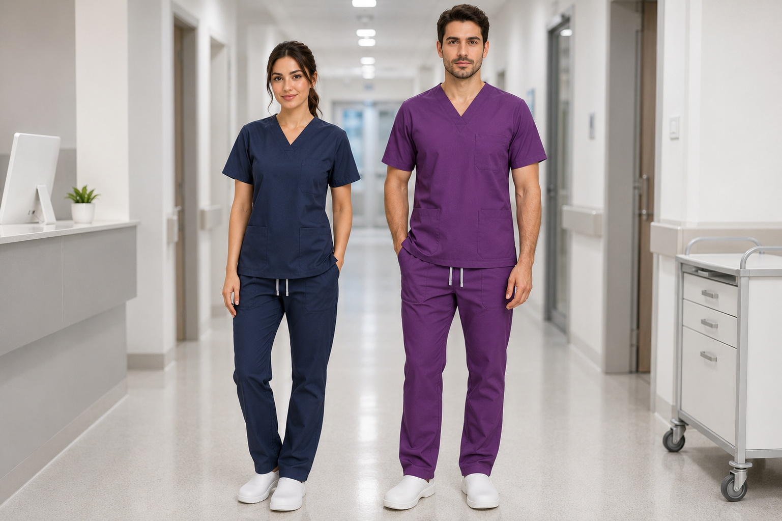 Lacivert scrubs takımı, hemşireler, yoğun bakım personeli, servis hemşireleri, acil servis çalışanları ve klinik personeli için şık ve profesyonel bir çözümdür. Krallar Tekstil kalite anlayışıyla üretilmektedir.