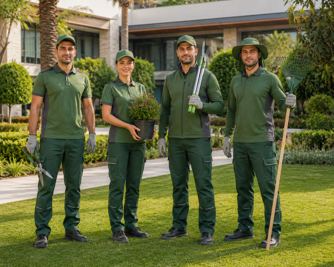 Krallar Tekstil tarafından üretilen otel bahçe ve peyzaj personeli kıyafetleri; açık hava çalışmalarına uygun, rahat kalıpları ve dayanıklı kumaş seçenekleriyle profesyonel kullanım sağlar.