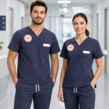 Patriot Blue hemşire scrubs takımı, kadın ve erkek hemşireler, servis hemşireleri, yoğun bakım hemşireleri, acil servis hemşireleri, poliklinik hemşireleri ve klinik sağlık personeli için profesyonel kullanım sunar. Krallar Tekstil tarafından konforlu kalıp, dayanıklı kumaş yapısı ve kuruma özel üretim seçenekleriyle üretilmektedir.