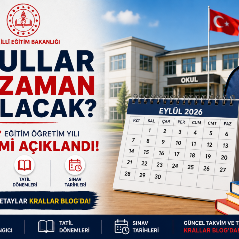 2026-2027-okullar-ne-zaman-acilacak-egitim-ogretim-takvimi-aciklandi 2026-2027 eğitim öğretim yılı takvimi açıklandı. Okulların açılış tarihi, ders başlangıcı, ara tatil, yarıyıl tatili ve sınav tarihleriyle ilgili tüm detaylar Krallar Blog’da.
