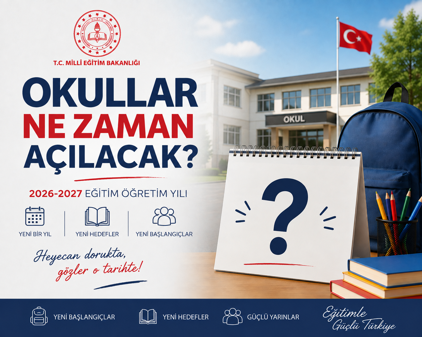 2026-2027 eğitim öğretim yılında okulların ne zaman açılacağını merak eden öğrenciler ve veliler için hazırlanan bilgilendirici içerik. Okulların açılış tarihi, yeni eğitim yılı takvimi ve önemli detaylar Krallar Blog’da.