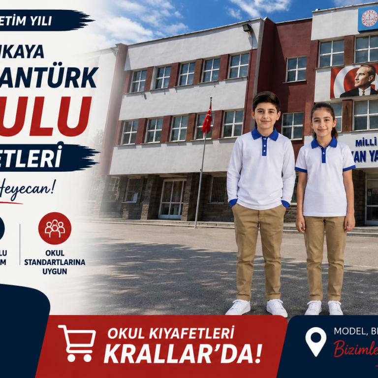 ankara-cankaya-turkan-yamanturk-ilkokulu-okul-kiyafetleri-krallar Ankara Çankaya Türkan Yamantürk İlkokulu 2026-2027 okul kıyafetleri. Beyaz-lacivert polo tişört ve bej pantolon modelleri Krallar Tekstil kalitesiyle.