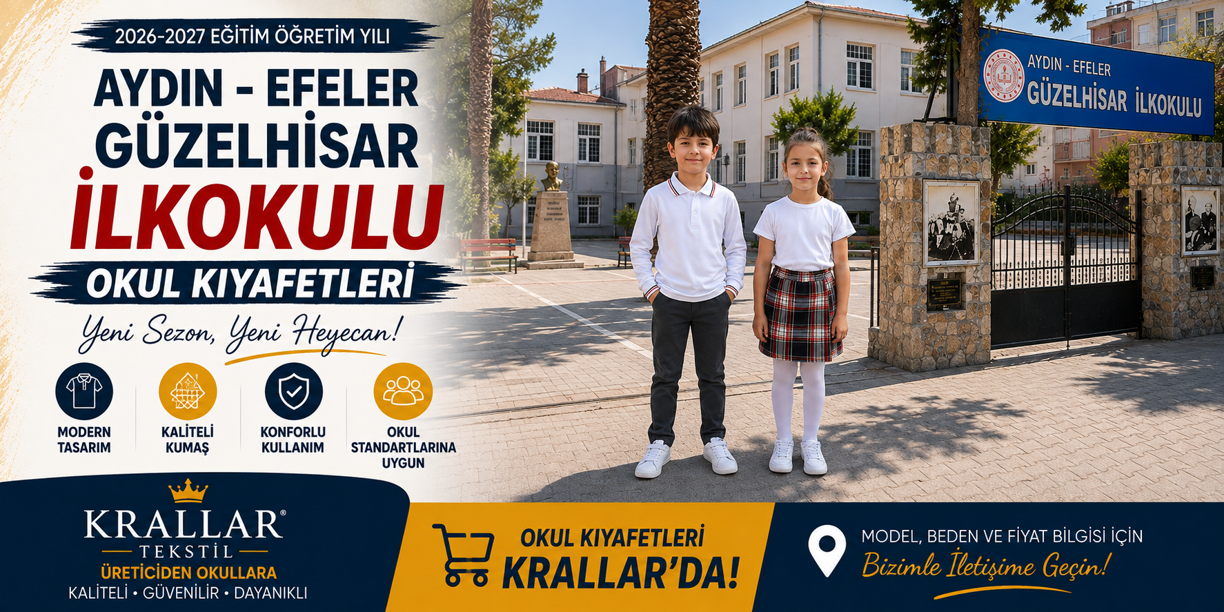 aydin-efeler-guzelhisar-ilkokulu-okul-kiyafetleri-krallar Aydın Efeler Güzelhisar İlkokulu okul kıyafetleri, Krallar Tekstil kalitesiyle konforlu ve dayanıklı olarak üretilmektedir.