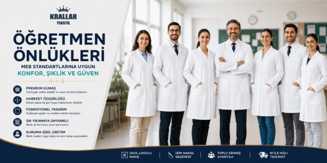 Çankırı Öğretmen Önlüğü, 2026-2027 MEB Öğretmen Önlüğü, Okul Logolu Ve Kuruma Özel Öğretmen Önlüğü Üretimi Krallar Tekstil