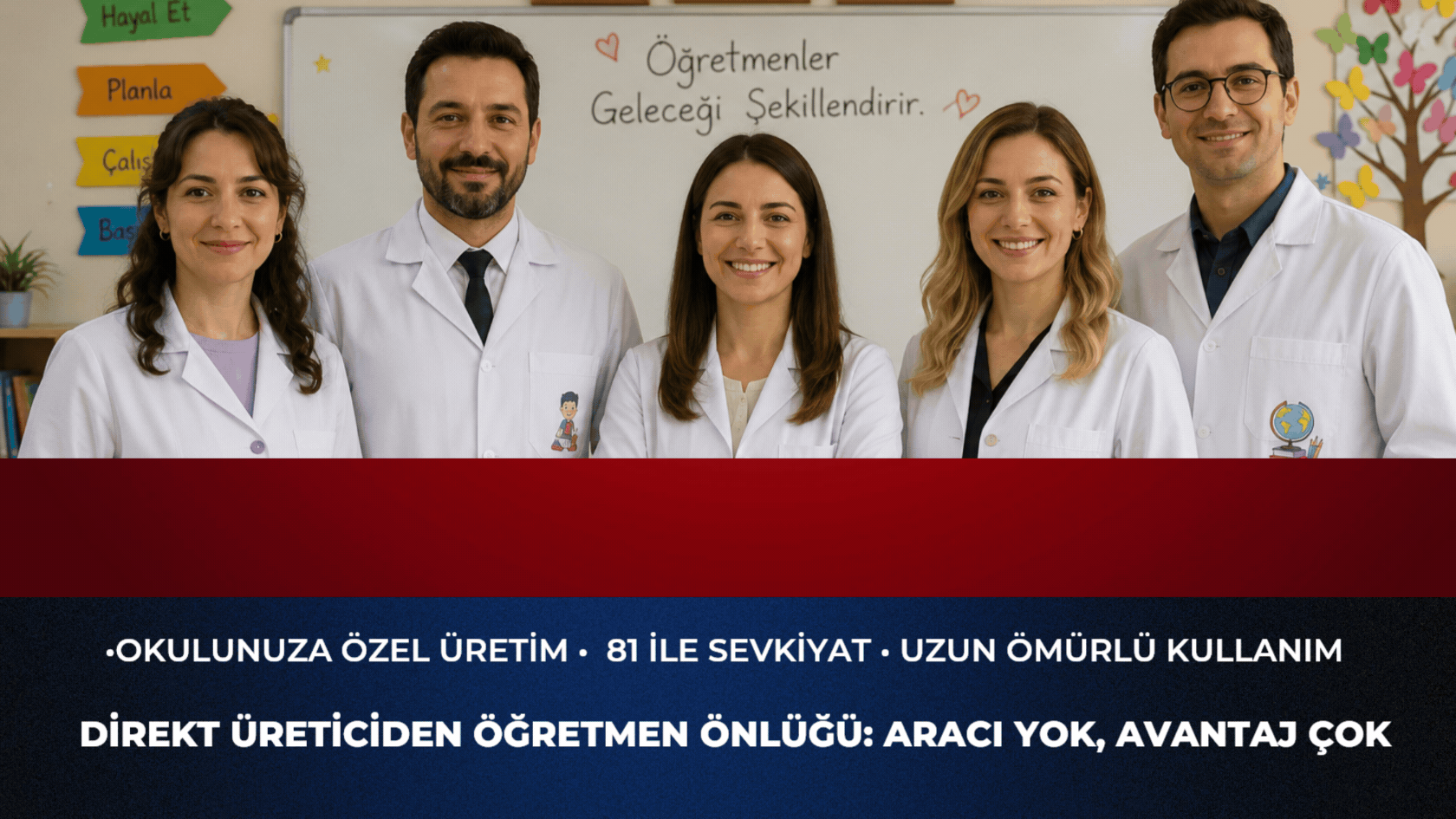 Direkt üreticiden öğretmen önlüğü. Krallar Tekstil’den aracısız tedarik, toplu üretim, uygun fiyat avantajı ve Türkiye geneli sevkiyat.