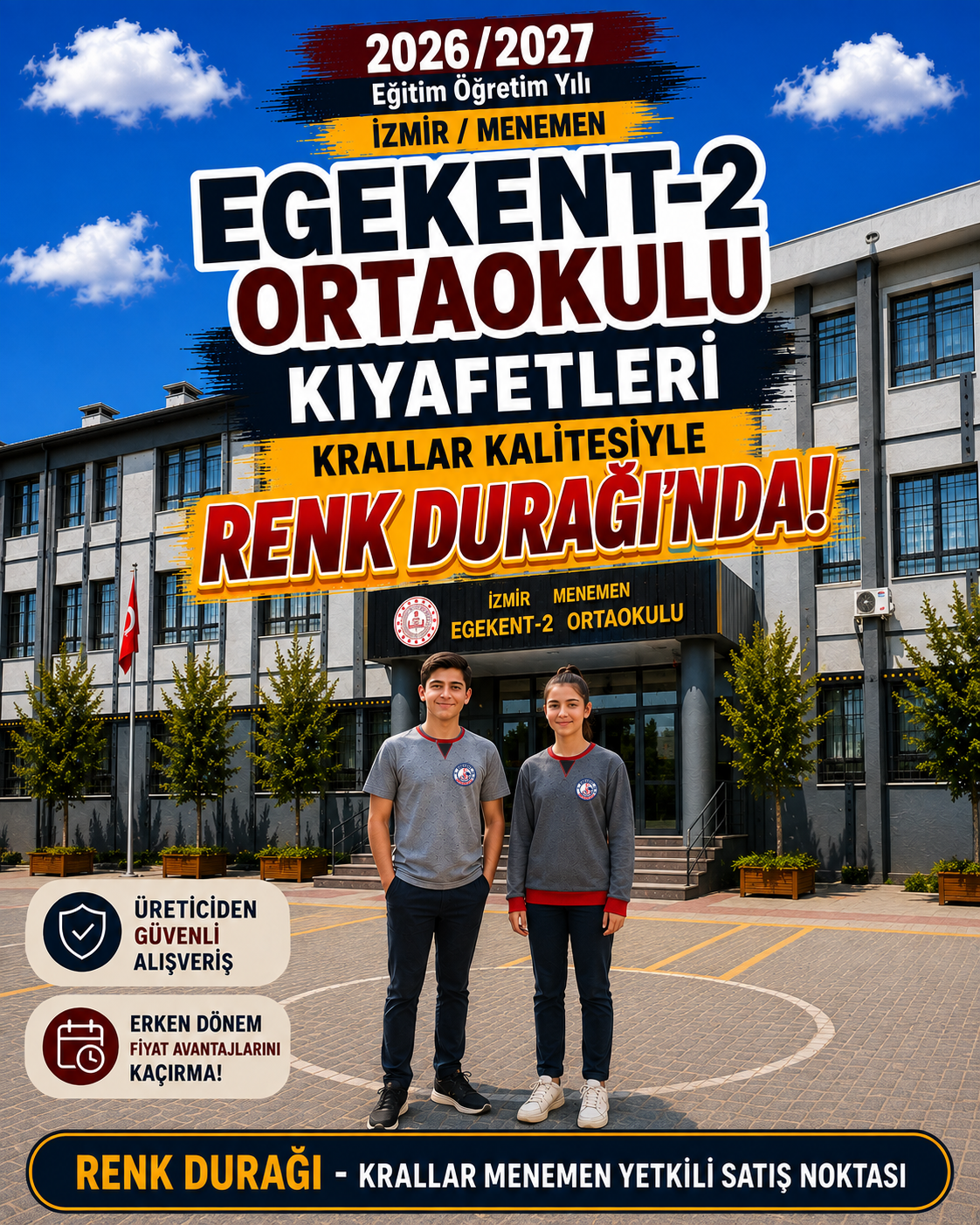 Egekent-2 Ortaokulu Okul Forması Kıyafeti Menemen İzmir Renk Durağı