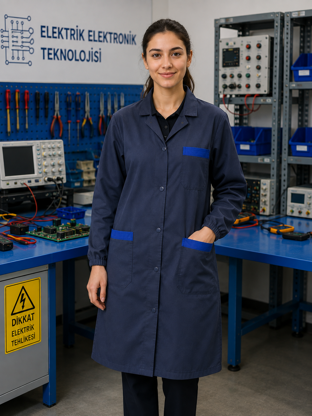 Atölye ve laboratuvar çalışmalarına uygun, kaliteli iş önlüğü modelleri Krallar Tekstil’de.