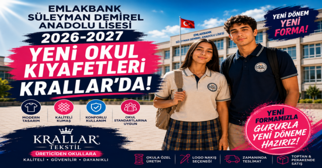 Emlakbank Süleyman Demirel Anadolu Lisesi 2026-2027 Yeni Okul Kıyafeti f-Forması Karşıyaka İzmir