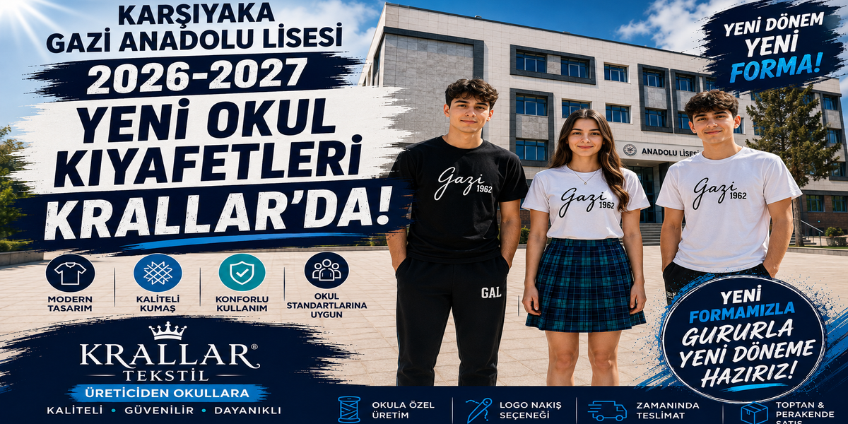 Gazi Anadolu Lisesi 2026-2027 yeni okul kıyafeti forması Karşıyaka İzmir