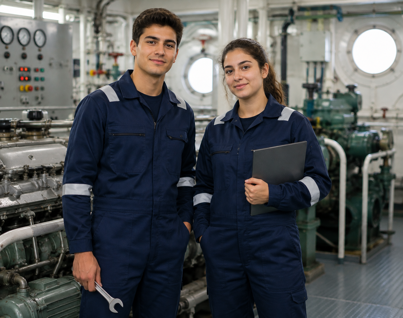 kiyafetleri.jpg Gemi Makineleri bölümü öğrencilerine özel iş kıyafeti ve iş tulumu çözümleri Krallar Tekstil’de.
