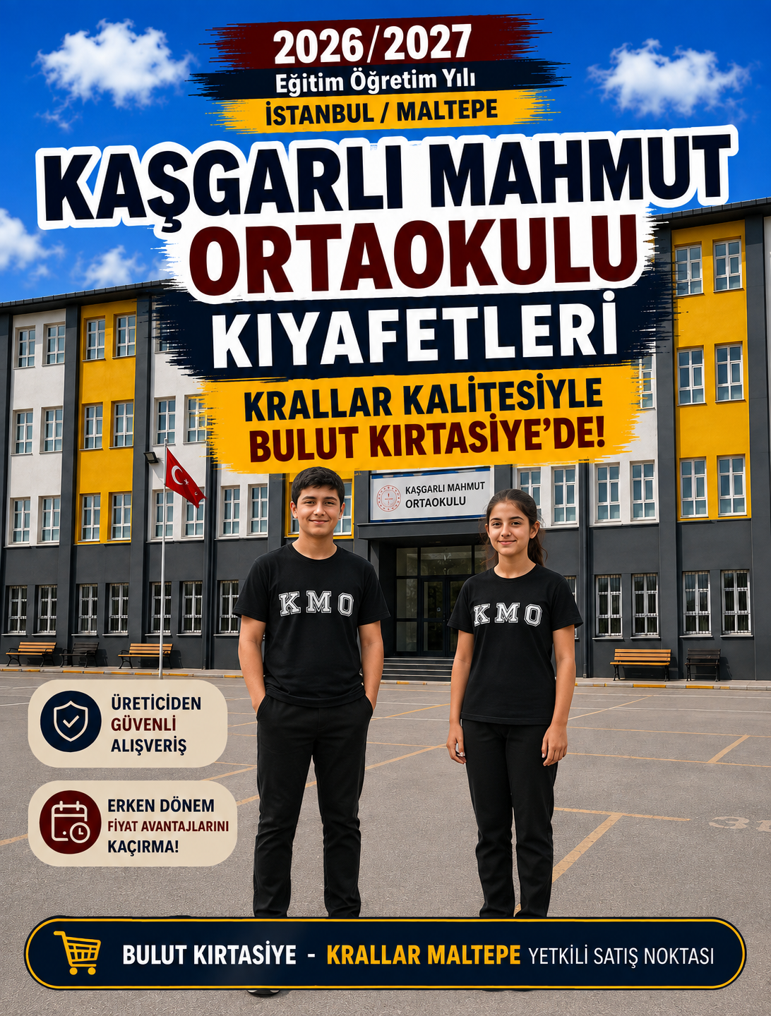 İstanbul Maltepe Kaşgarlı Mahmut Ortaokulu Yeni Sezon Okul Forması Kıyafeti Krallar Tekstil