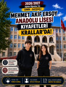 İzmir Bayraklı Mehmet Akif Ersoy Anadolu Lisesi okul kıyafetleri ve okul forması, Krallar Tekstil tarafından okulun forma modeline uygun olarak üretilmektedir.