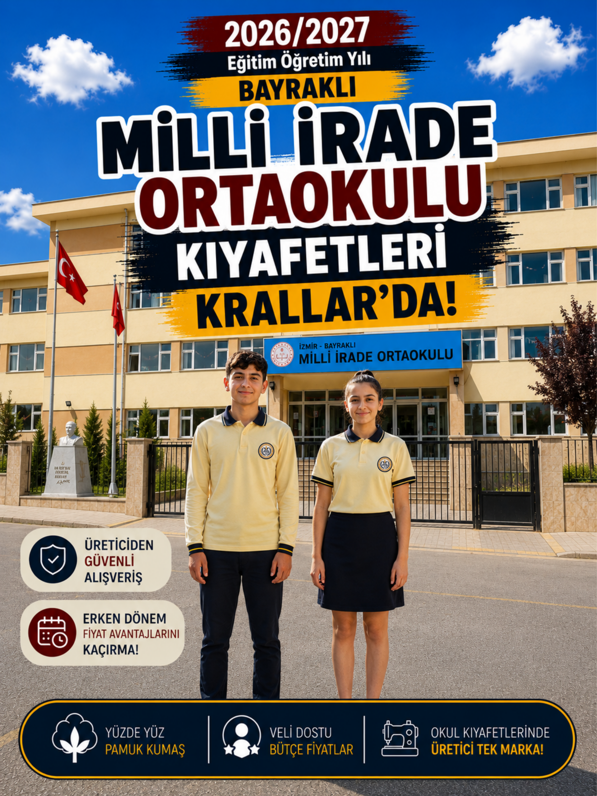 İzmir Bayraklı Milli İrade Ortaokulu Yeni Sezon Okul Forması
