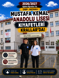 İzmir Bayraklı Mustafa Kemal Anadolu Lisesi okul kıyafetleri ve okul forması, Krallar Tekstil tarafından okulun forma modeline uygun olarak üretilmektedir.