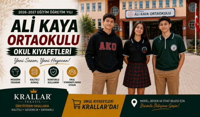 İzmir Karşıyaka Ali Kaya Ortaokulu Yeni Sezon Okul Forması Kıyafeti Krallar'da!
