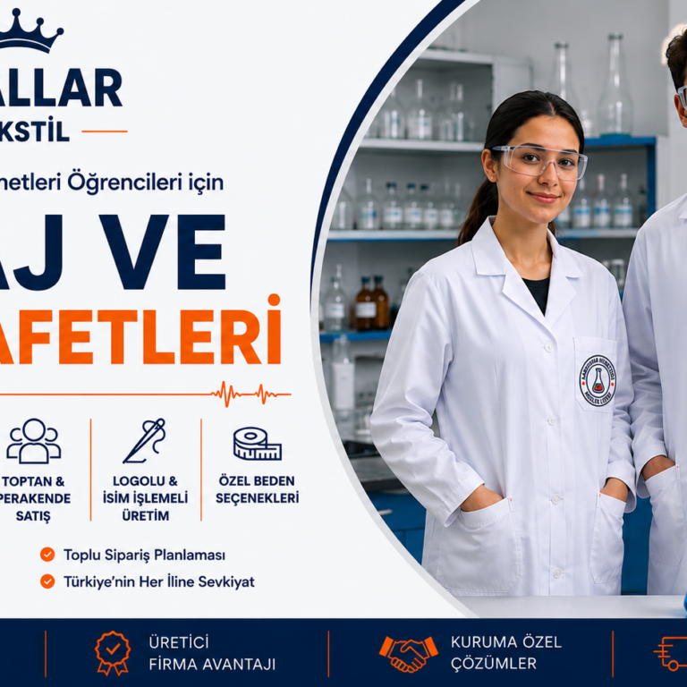 Laboratuvar Hizmetleri öğrencileri için staj ve iş kıyafetleri, okul logolu özel üretim ve toplu sipariş avantajlarıyla Krallar Tekstil’de!