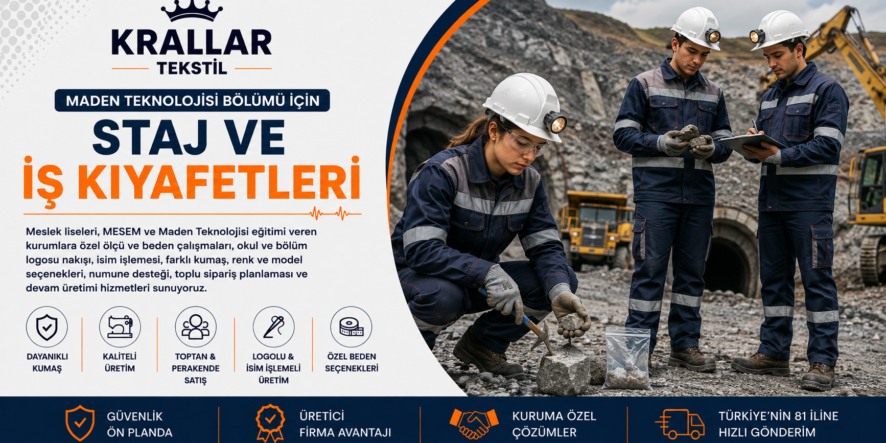 maden-teknolojisi-is-staj-kiyafetleri-krallar-tekstil Maden Teknolojisi öğrencilerine özel iş ve staj kıyafetleri, Krallar Tekstil üretimi.