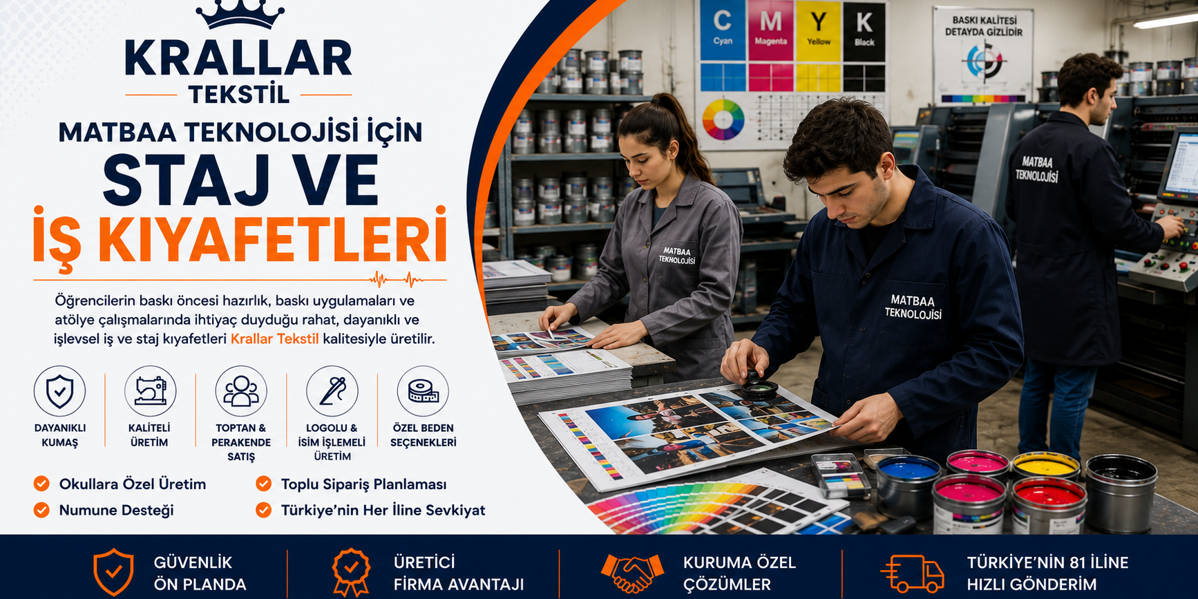 matbaa-teknolojisi-staj-is-kiyafetleri-krallar-tekstil Krallar Tekstil, Matbaa Teknolojisi öğrencileri için dayanıklı iş ve staj kıyafetleri, Matbaa Önlüğü ve Baskı Atölyesi Önlüğü üretmektedir.