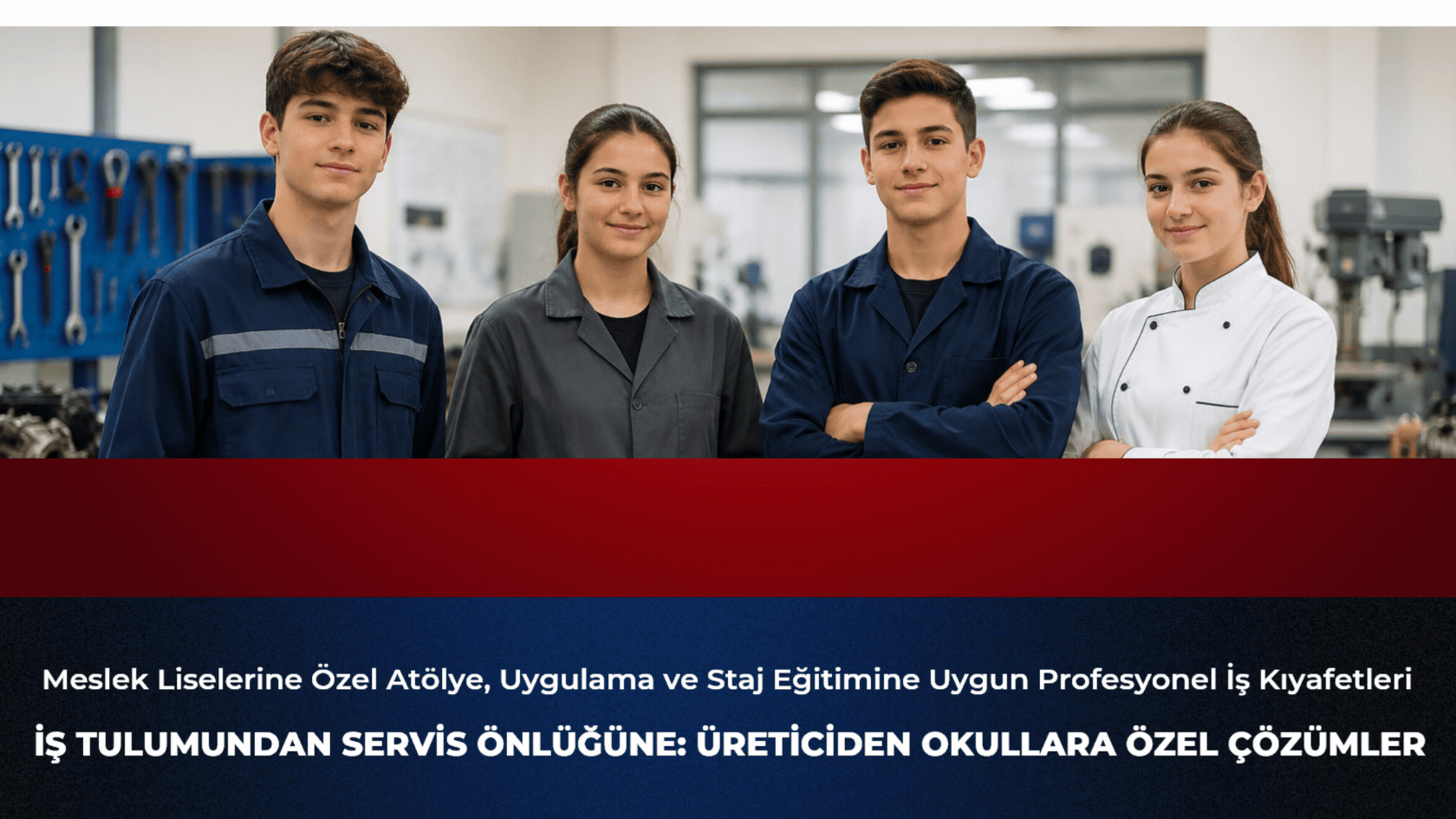 Meslek liselerine özel, güvenli, dayanıklı ve profesyonel iş ve staj kıyafetleri Krallar Tekstil kalitesiyle.