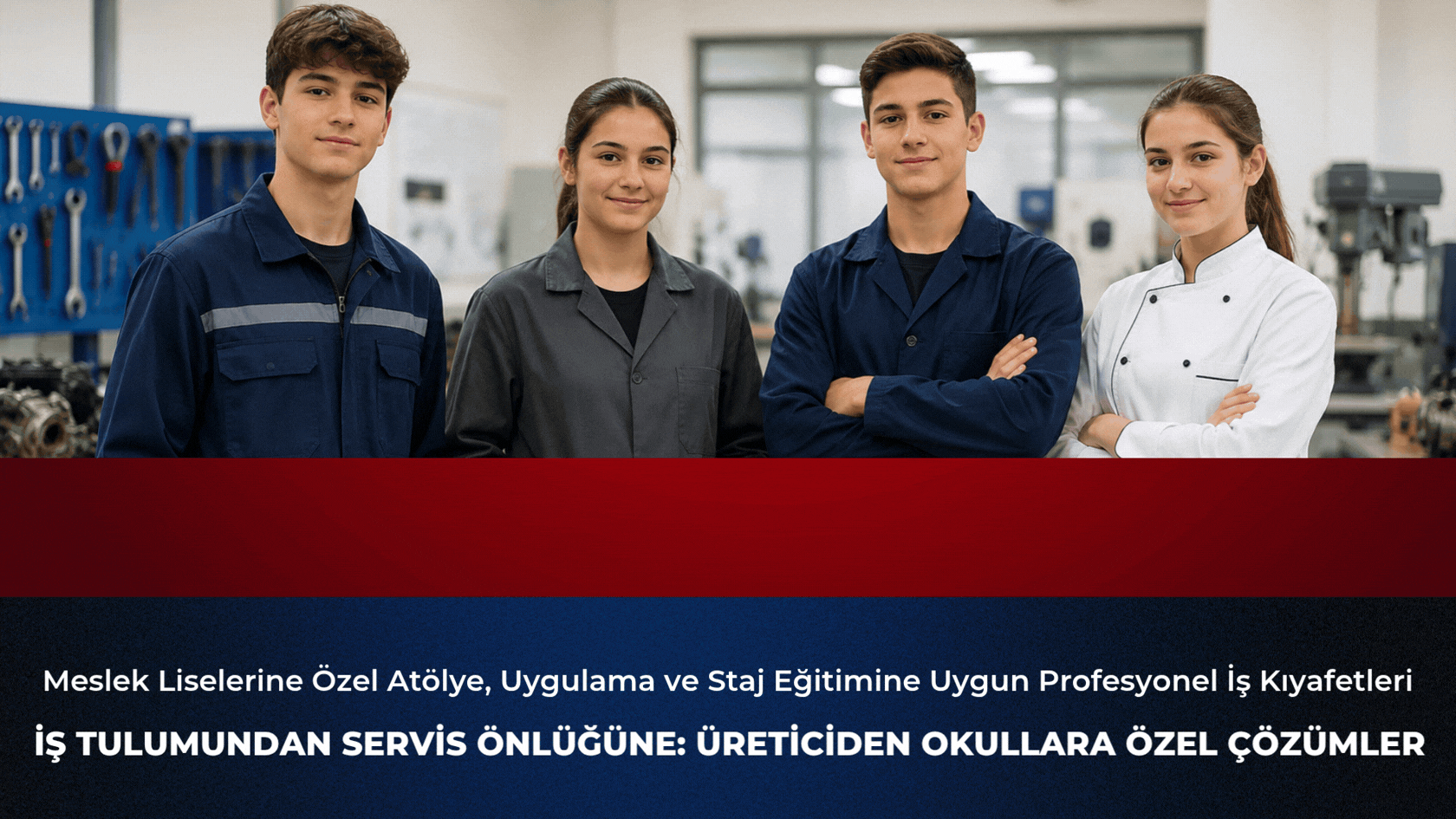 Meslek liselerine özel, güvenli, dayanıklı ve profesyonel iş ve staj kıyafetleri Krallar Tekstil kalitesiyle.