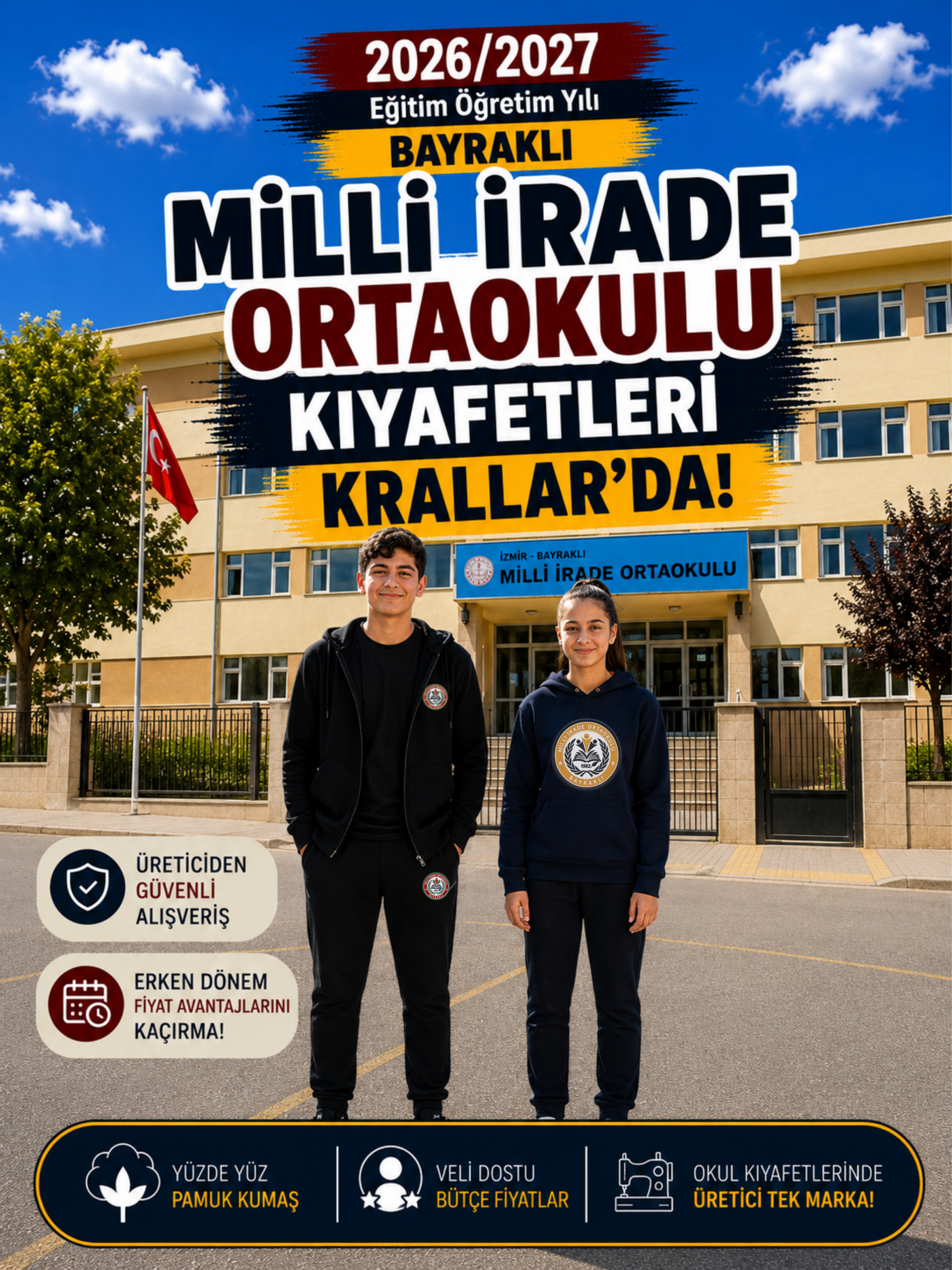 İzmir Bayraklı Milli İrade Ortaokulu Yeni Sezon Okul Forması