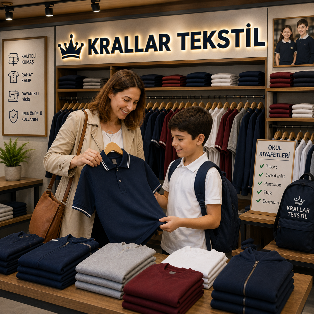 Çocuğunuz için doğru okul kıyafetini Krallar Tekstil güvencesiyle seçin; kaliteli kumaş, rahat kalıp ve geniş ürün seçeneklerini keşfedin.