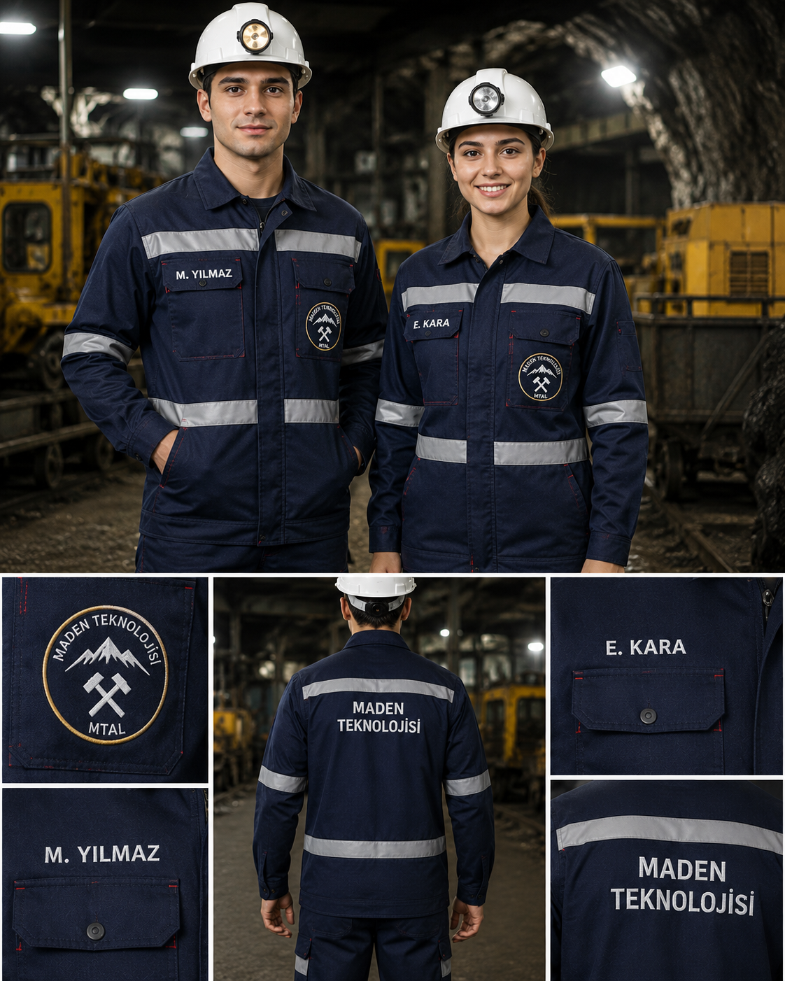 Maden Teknolojisi Öğrencilerine Özel Okul Logolu Ve İsim İşlemeli İş Ve Staj Kıyafetleri. Krallar Tekstil Tarafından Kuruma Özel Renk, Model, Nakış Ve Beden Seçenekleriyle Üretilir.