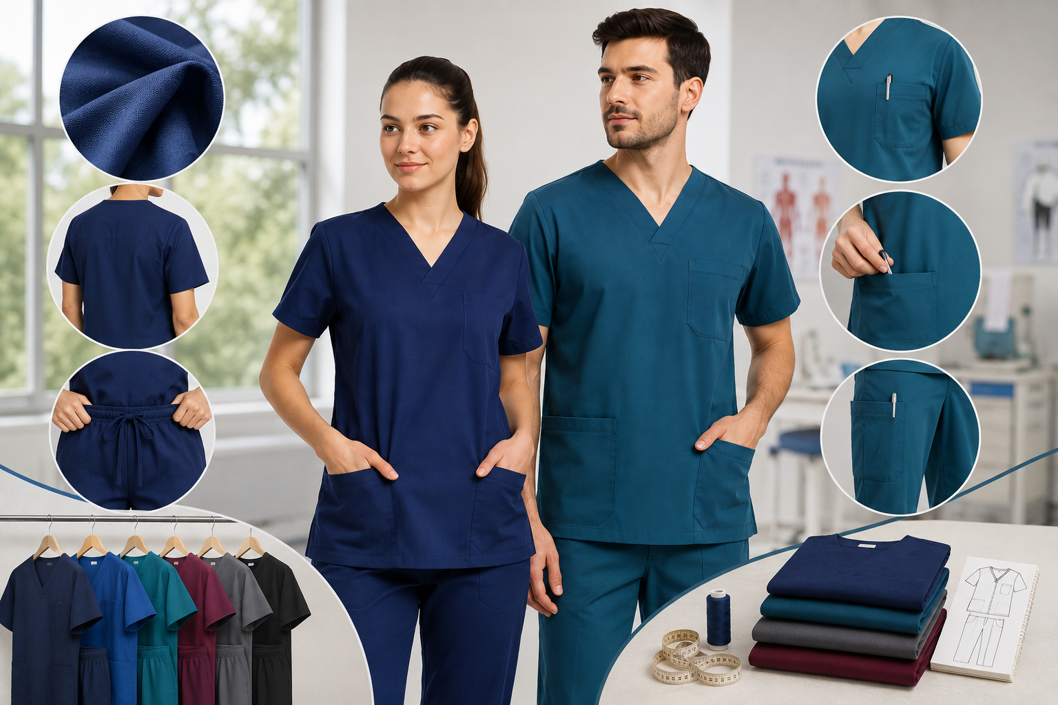Sağlık Hizmetleri öğrencileri için konforlu kumaş, ergonomik kalıp ve işlevsel detaylara sahip scrubs ve medikal forma çözümleri Krallar Tekstil’de.