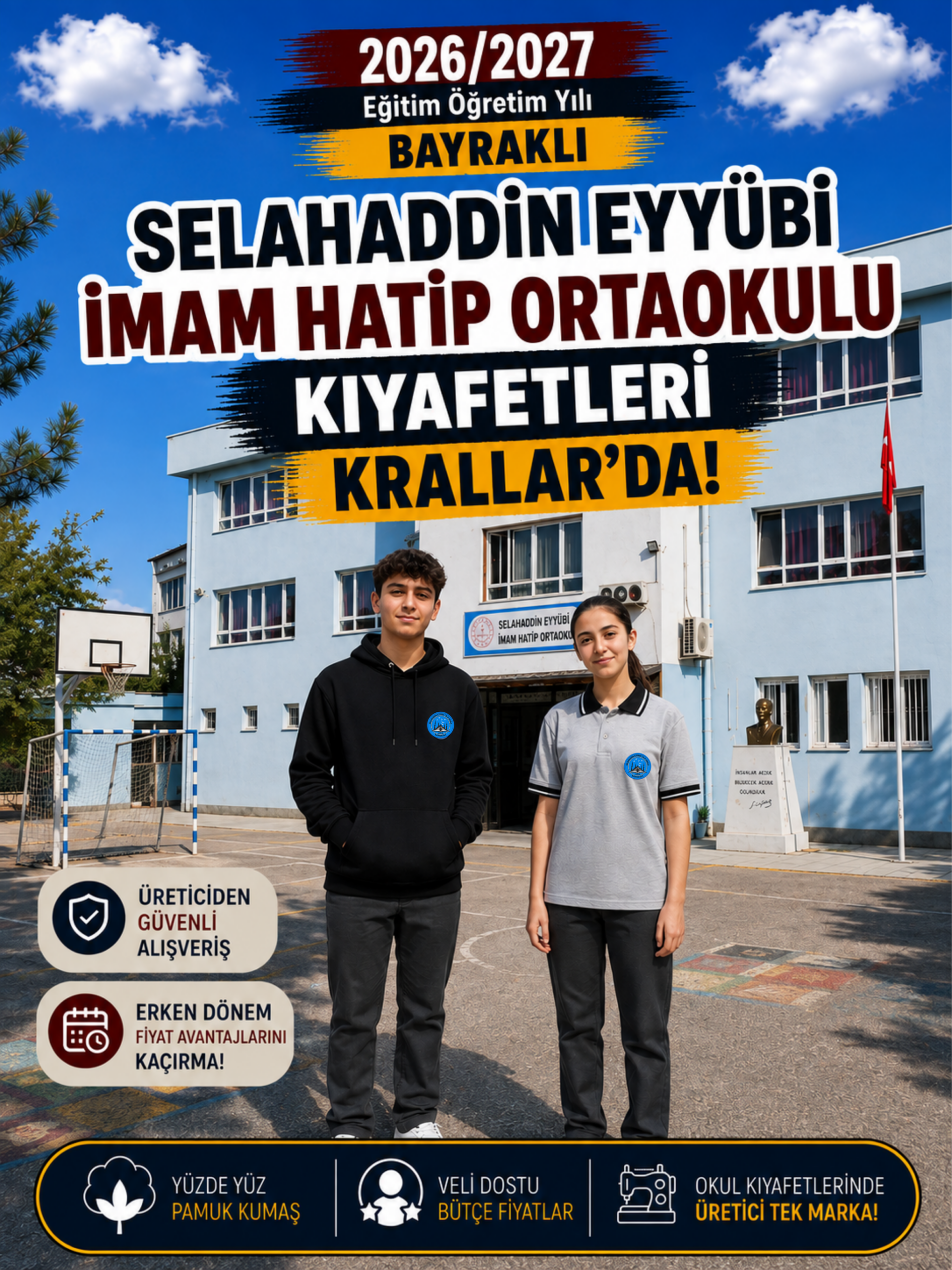 Selahaddin Eyyubi İmam Hatip Ortaokulu İzmir Bayraklı Okul Forması Kıyafeti Yeni Sezon