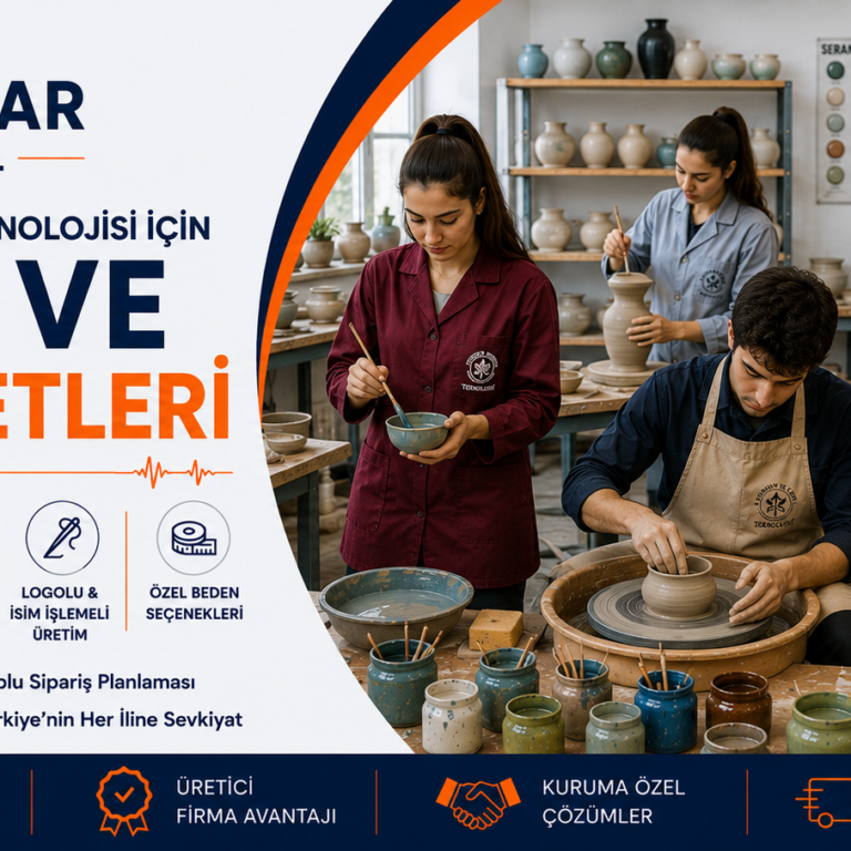 seramik-cam-teknolojisi-staj-is-kiyafetleri-krallar-tekstil Seramik ve Cam Teknolojisi öğrencileri için seramik önlüğü, atölye önlüğü, iş ve staj kıyafetleri; okul logolu, isim işlemeli ve kuruma özel üretim seçenekleri, Krallar Tekstil