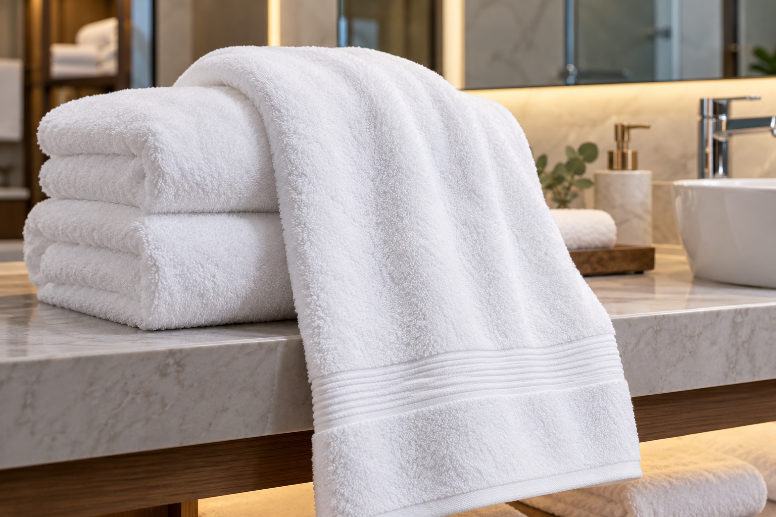 70x140 otel banyo havlusu, profesyonel otel kullanımı için beyaz, yumuşak dokulu ve yüksek emicilik hedeflenerek üretilebilir. Krallar Tekstil toplu otel tekstili üretimi gerçekleştirir.
