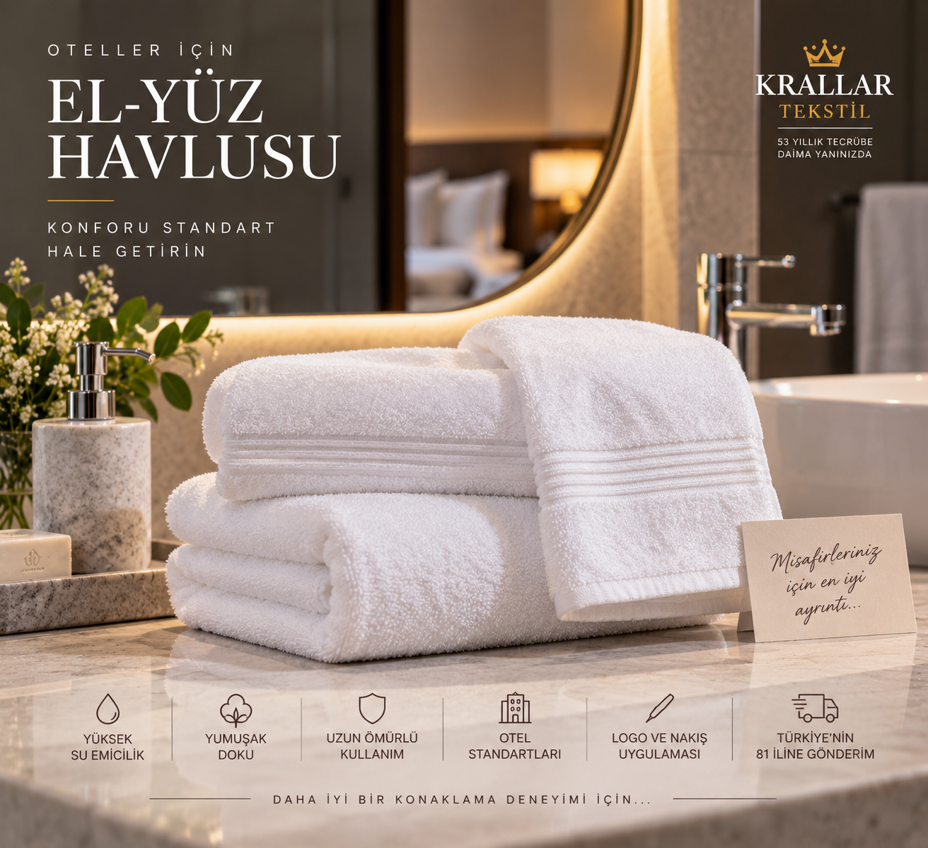 Otel El Yüz Havlusu İmalatçısı Üreticisi Satıcısı Krallar Tekstil