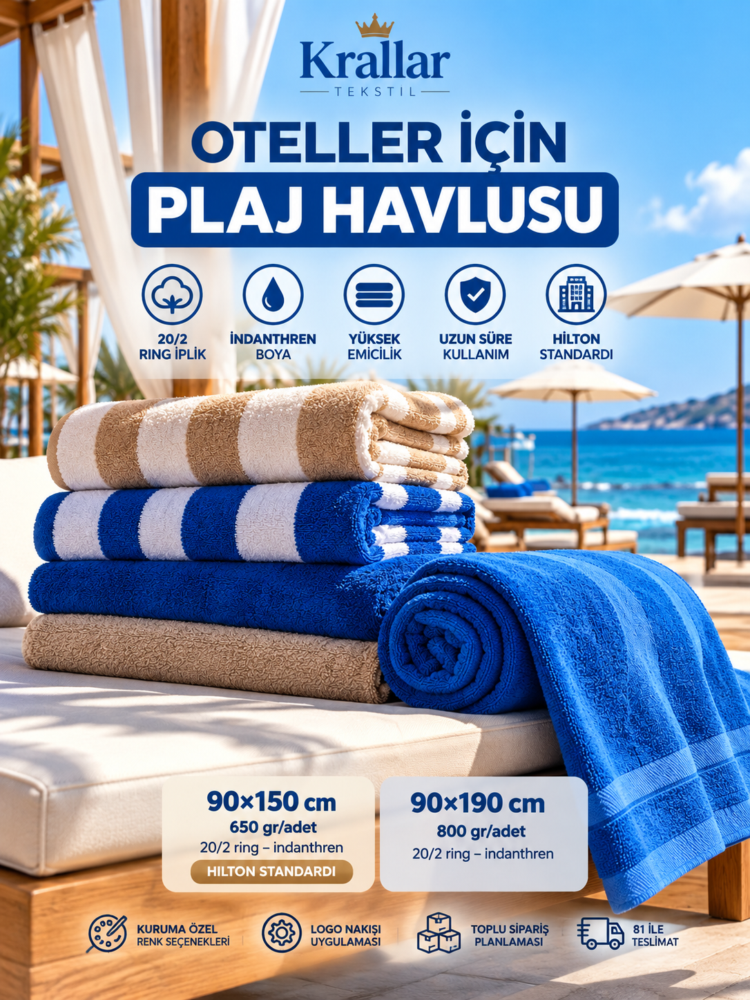 Denizli Otel Plaj Havlusu Üreticisi İmalatçısı Satıcısı Krallar Tekstil