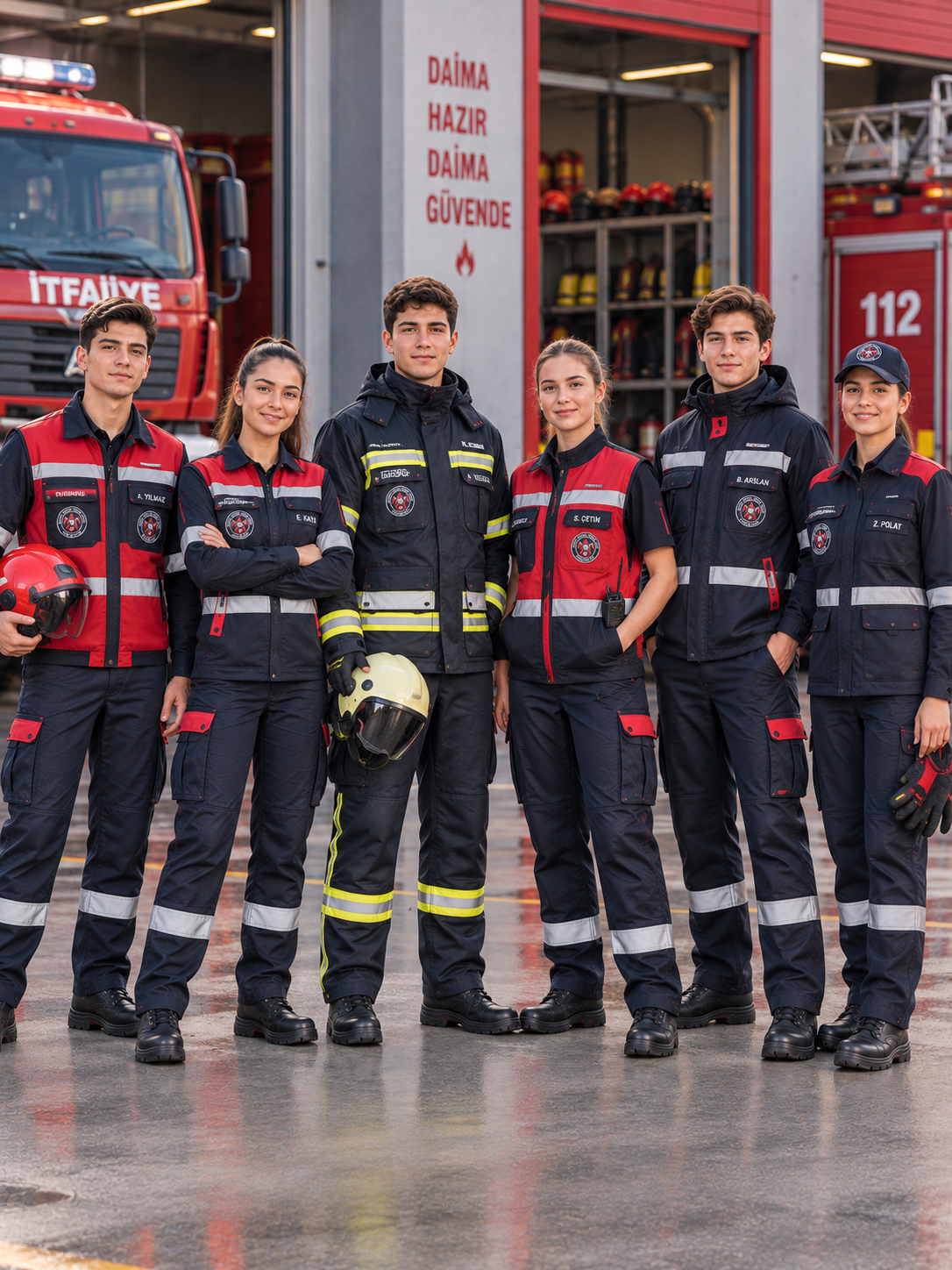 İtfaiyecilik öğrencileri için eğitim tulumu, ceket, pantolon, mont, yelek ve reflektörlü kıyafet çeşitleri; toplu sipariş ve kuruma özel üretim avantajıyla Krallar Tekstil’den temin edilebilir.