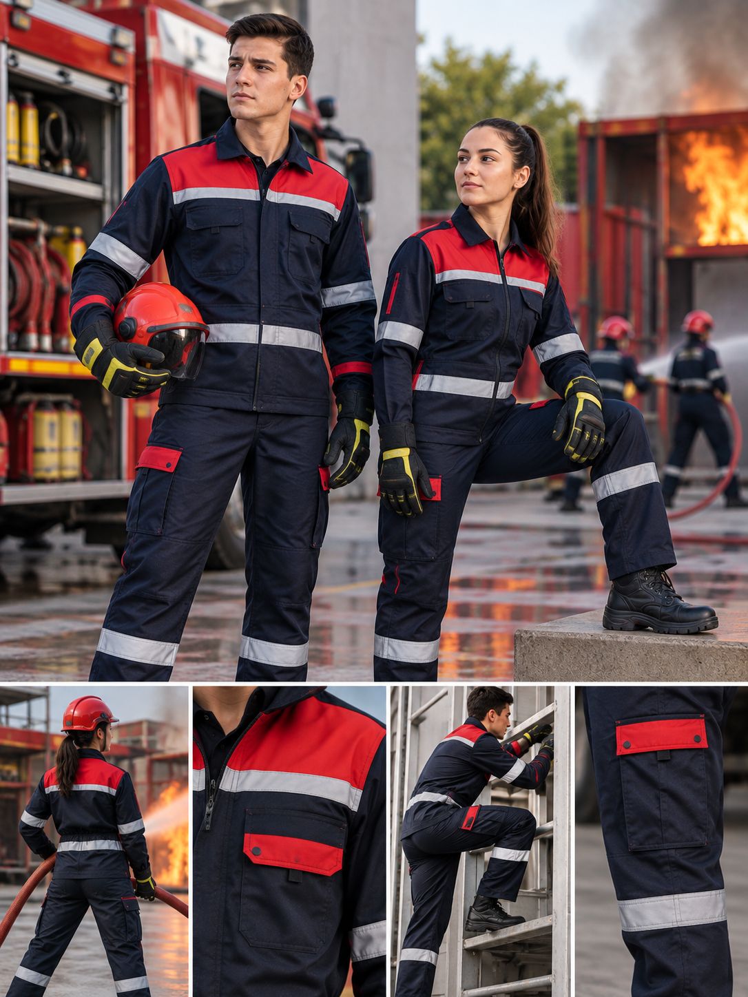 Mesleki eğitim, uygulama ve staj süreçlerine yönelik İtfaiyecilik uygulama kıyafetleri; dayanıklı üretim, rahat kalıp ve farklı model seçenekleriyle Krallar Tekstil’de üretilmektedir.