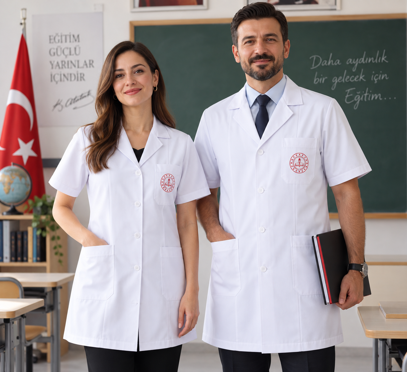 Kısa Kollu Öğretmen Önlüğü, 2026-2027 MEB Öğretmen Önlüğü, Okul Logolu Ve Kuruma Özel Öğretmen Önlüğü Üretimi Krallar Tekstil