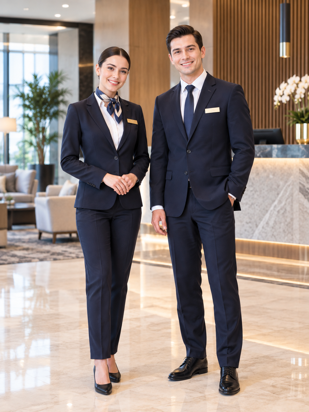 Krallar Tekstil ön büro personel kıyafetleri; resepsiyon, danışma ve karşılama ekipleri için şık, konforlu ve kurumsal tasarımlarla üretilmektedir.