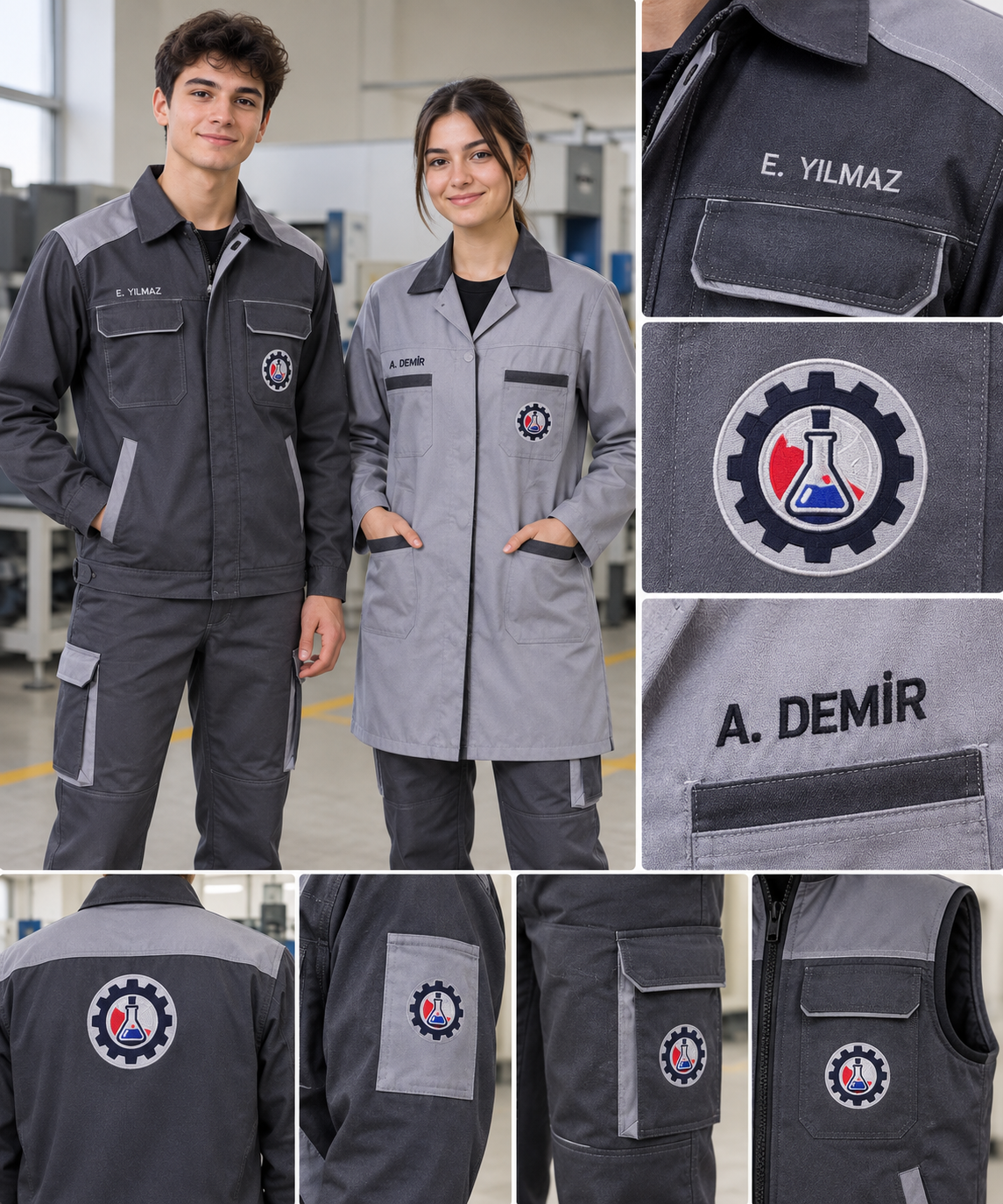 Okul ve bölüm logolu, öğrenci ismi işlemeli Lastik ve Plastik Teknolojisi iş ve staj kıyafetleri – Krallar Tekstil.