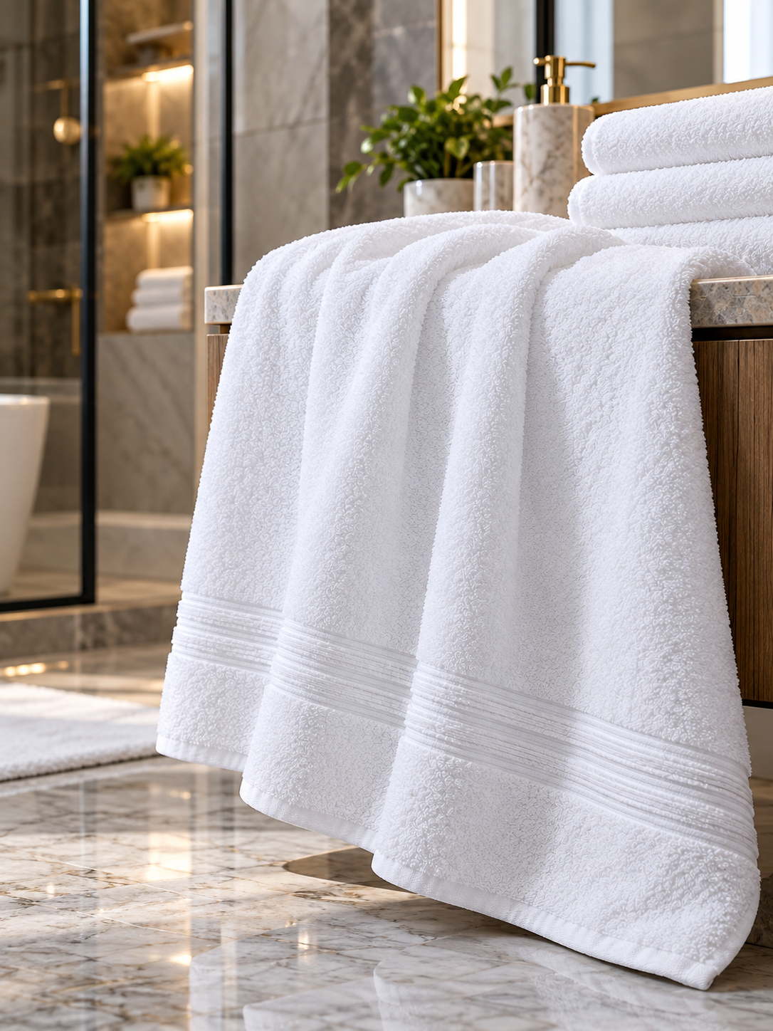 Krallar Tekstil üretimi, 100x150 cm ölçülerinde 700 gram yüksek gramajlı otel banyo havlusu.