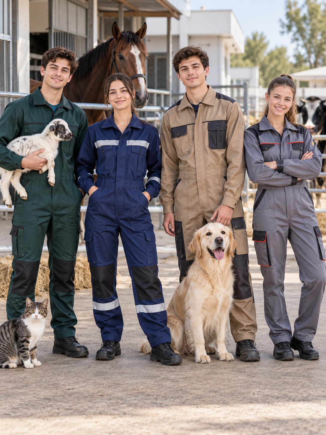 Veteriner Sağlık iş tulumu, staj tulumu ve koruyucu iş tulumu modelleri; okul ve bölüm ihtiyaçlarına özel olarak Krallar Tekstil tarafından üretilmektedir.